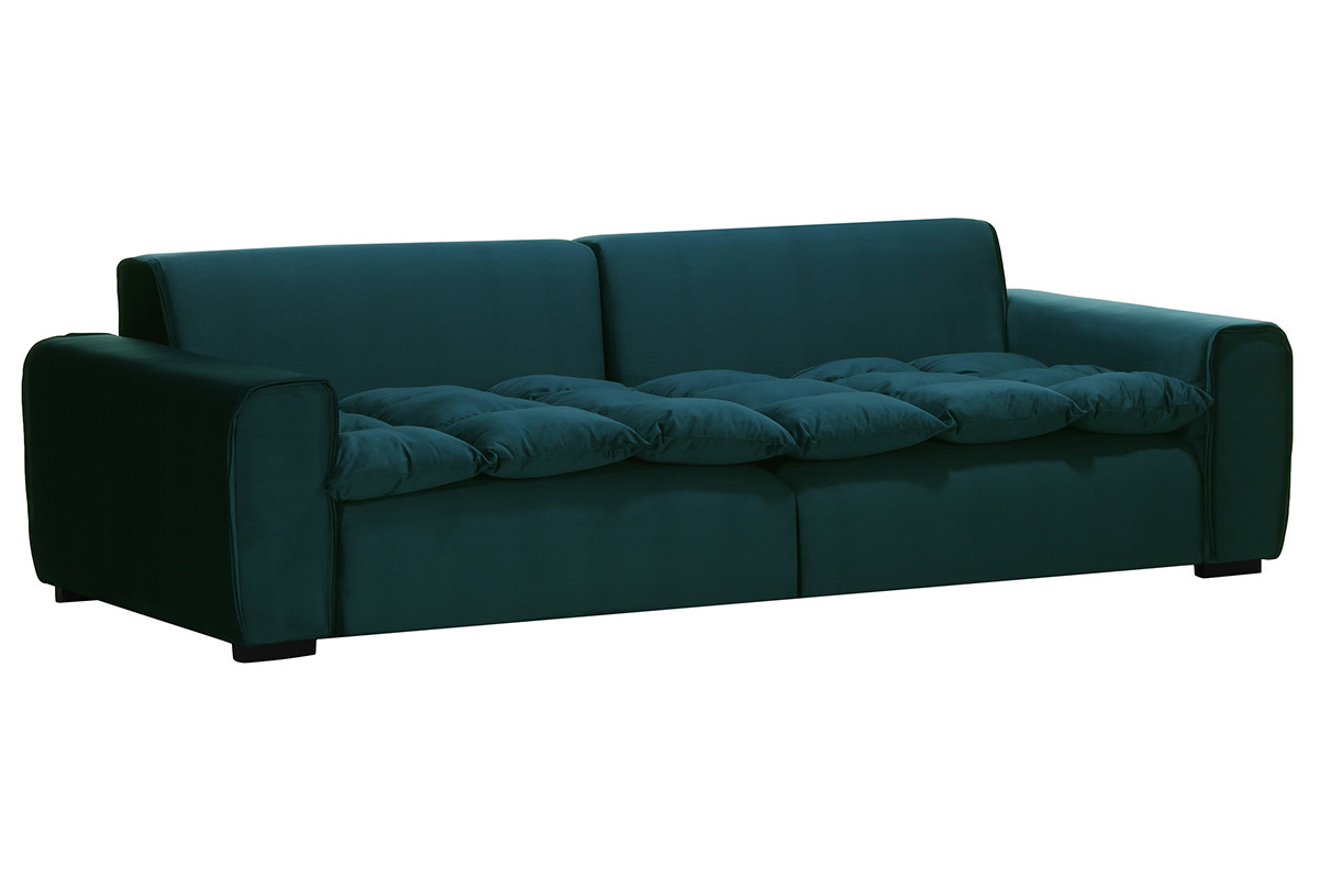 Canap� 4 places design velours vert opale MELLOW