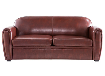Canap&eacute; Club convertible cuir marron clair 3 places - cuir de vachette