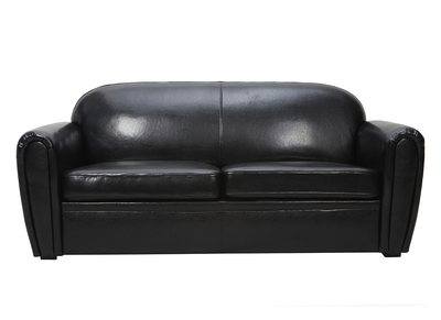 Canap&eacute; Club convertible en cuir de vachette noir 3 places