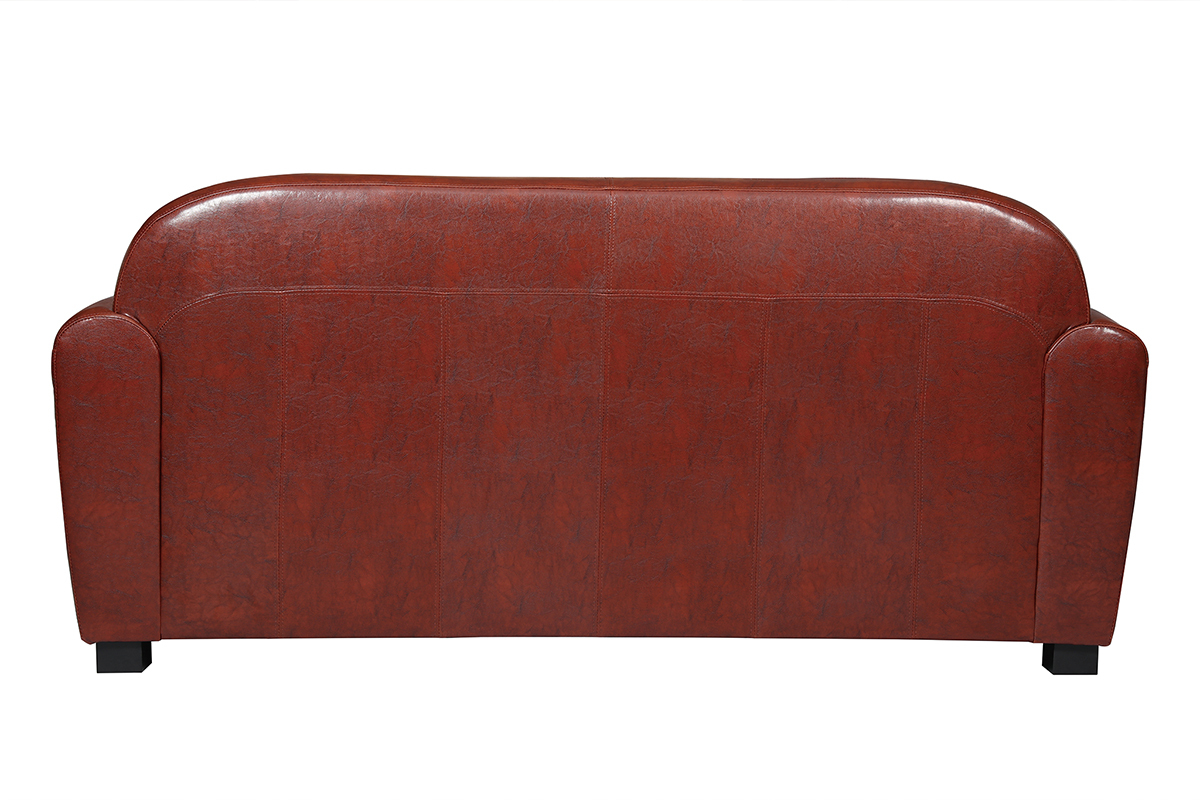 Canap Club cuir marron clair 3 places - cuir de vachette