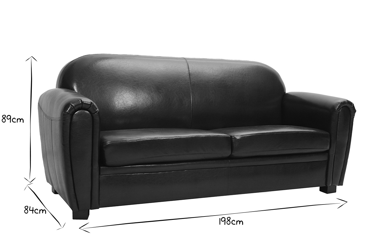 Canap Club cuir marron clair 3 places - cuir de vachette