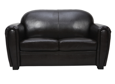 Canap&eacute; Club cuir marron fonc&eacute; 2 places - cuir de vachette