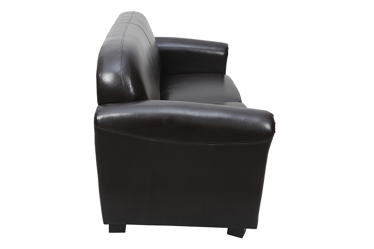 Canap Club cuir marron fonc 3 places - cuir de vachette