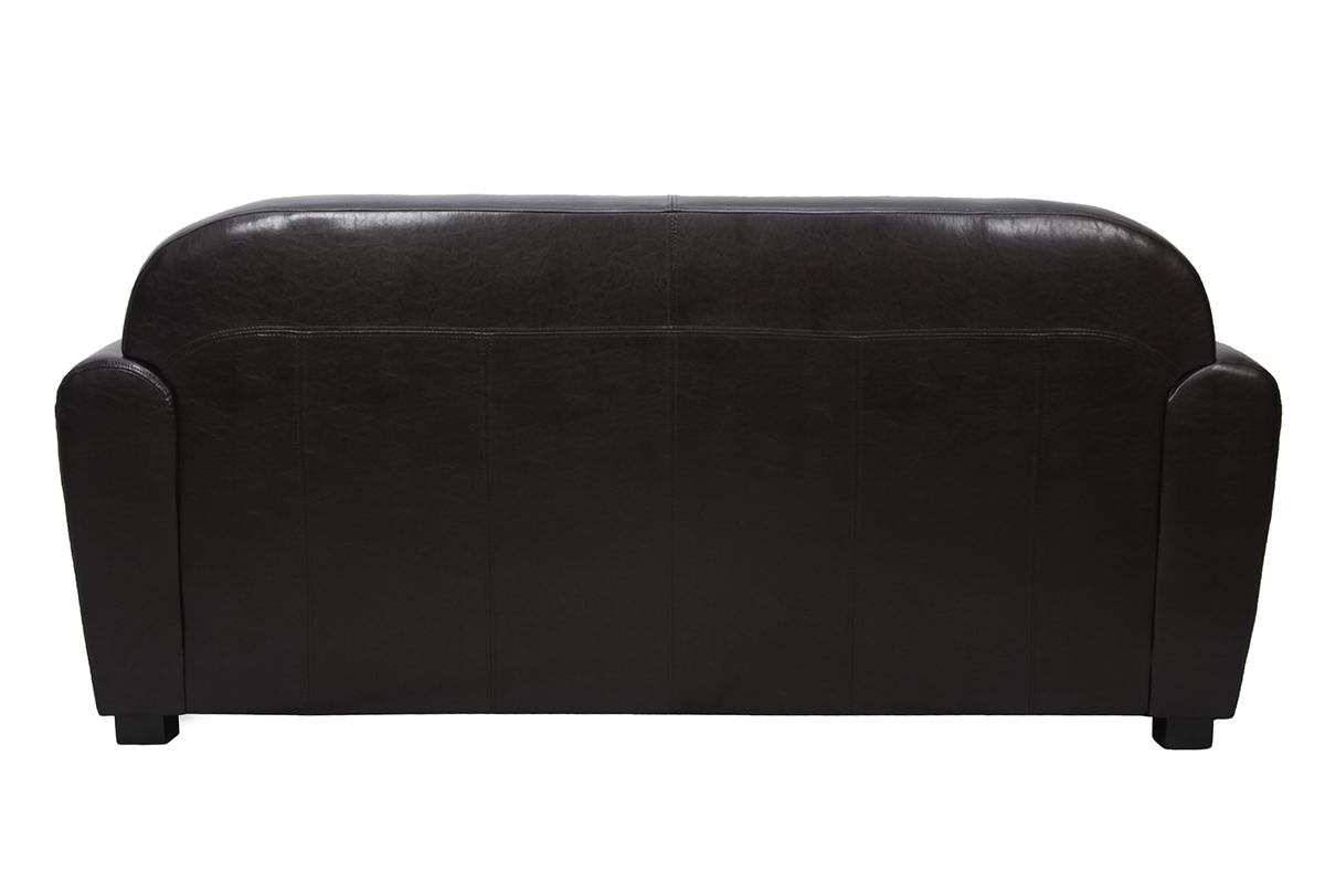 Canap Club cuir marron fonc 3 places - cuir de vachette
