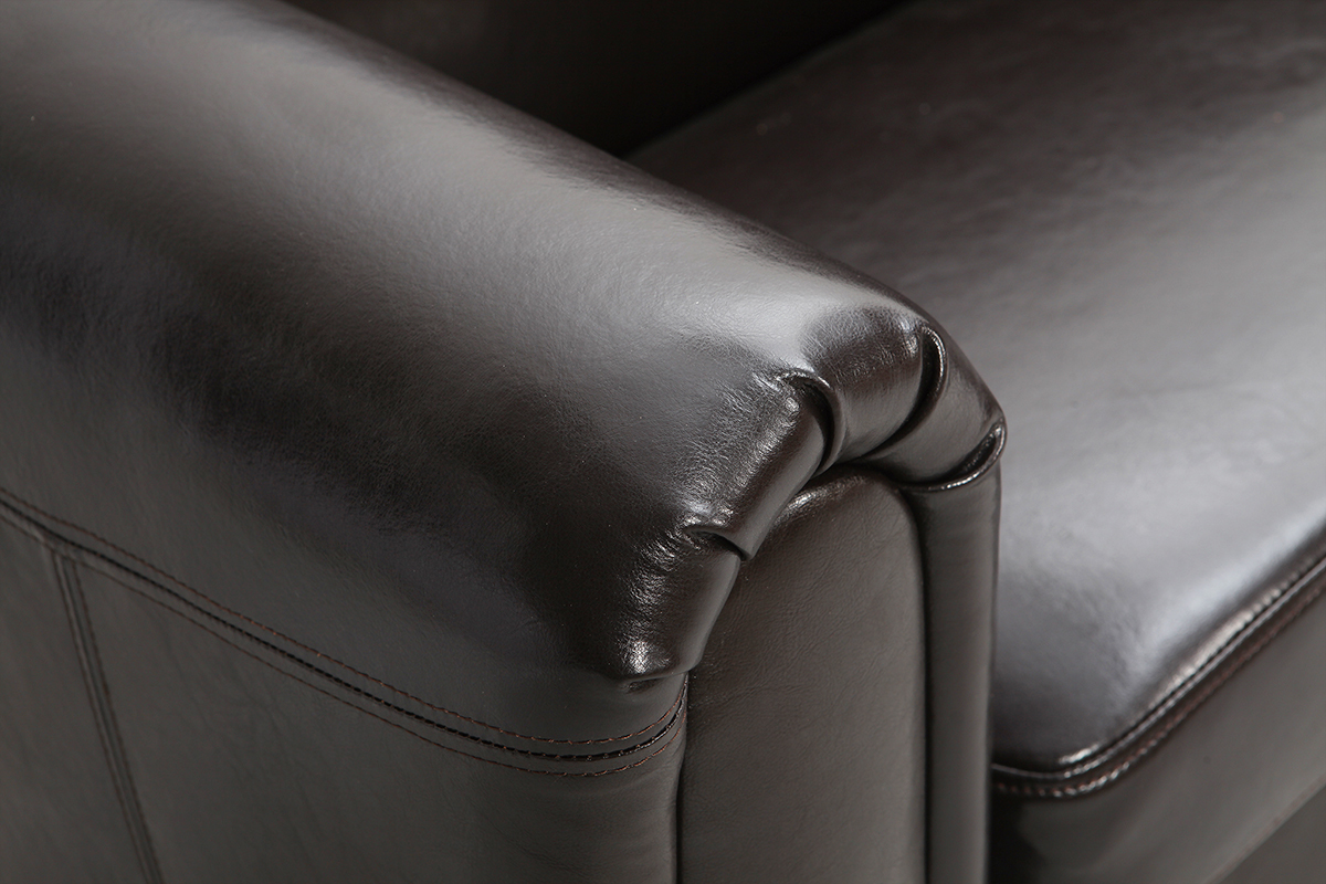 Canap Club cuir marron fonc 3 places - cuir de vachette