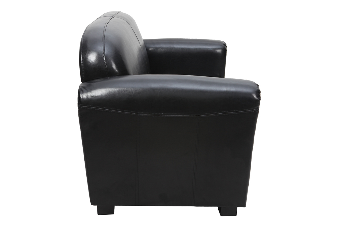 Canap� Club cuir noir 2 places - cuir de vachette