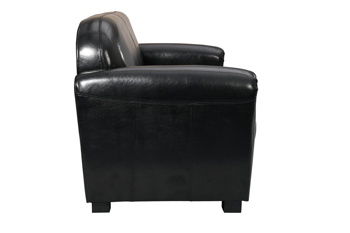 Canap� Club cuir noir 3 places - cuir de vachette