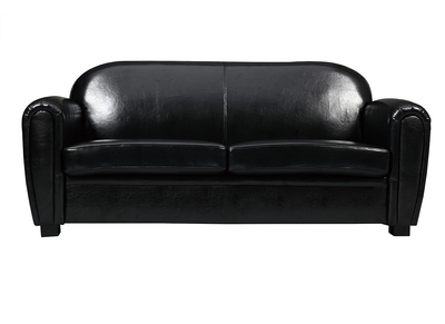 Canap&eacute; Club cuir noir 3 places - cuir de vachette