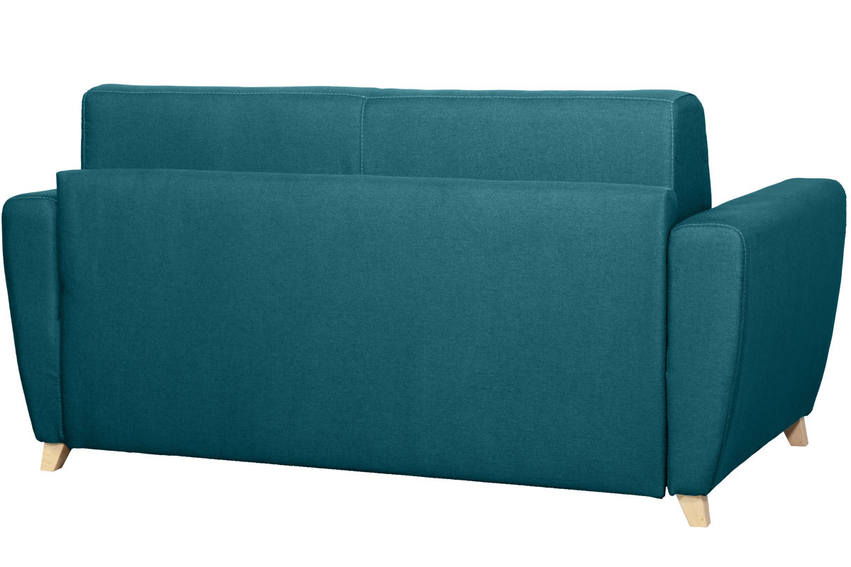 Canap convertible 2-3 places en tissu bleu canard matelas L120 cm 12 cm GRAHAM