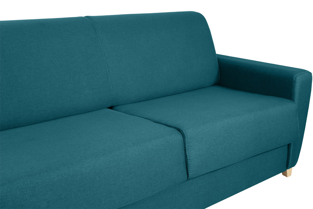 Canap convertible 2-3 places en tissu bleu canard matelas L120 cm 12 cm GRAHAM