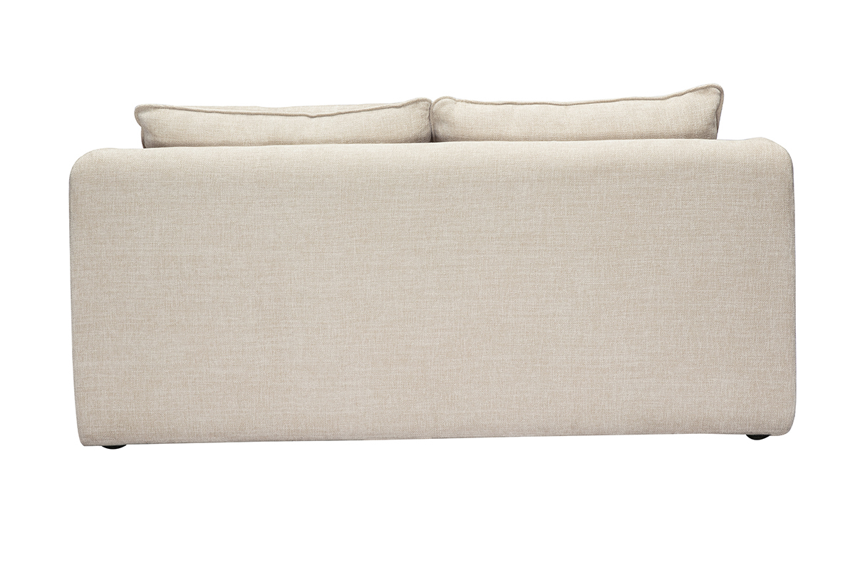 Canap convertible 2 places en tissu effet velours textur beige MAHAUT