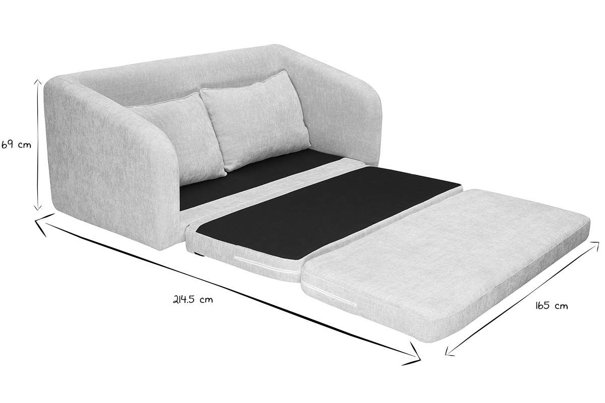 Canap convertible 2 places en tissu effet velours textur beige MAHAUT