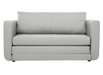 Canap&eacute; convertible 2 places en tissu gris clair LEON