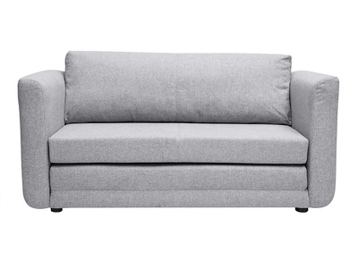 Canapé convertible 2 places en tissu gris clair LEON