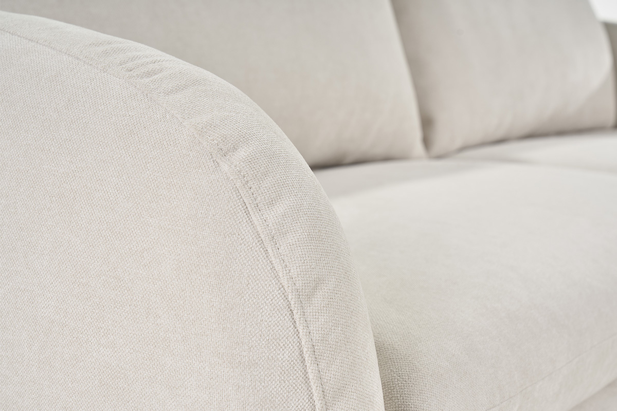 Canap� convertible 3-4 places en tissu effet velours beige avec matelas 10 cm LEANDRE