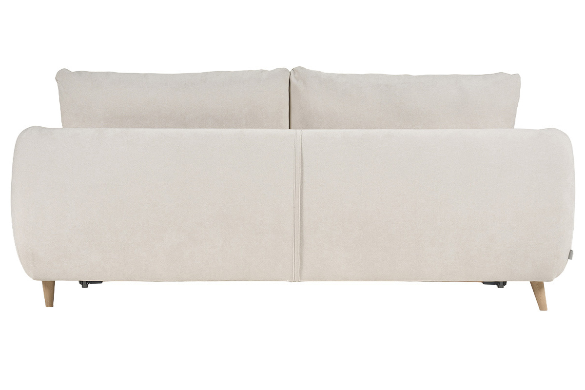 Canap� convertible 3-4 places en tissu effet velours beige avec matelas 10 cm LEANDRE