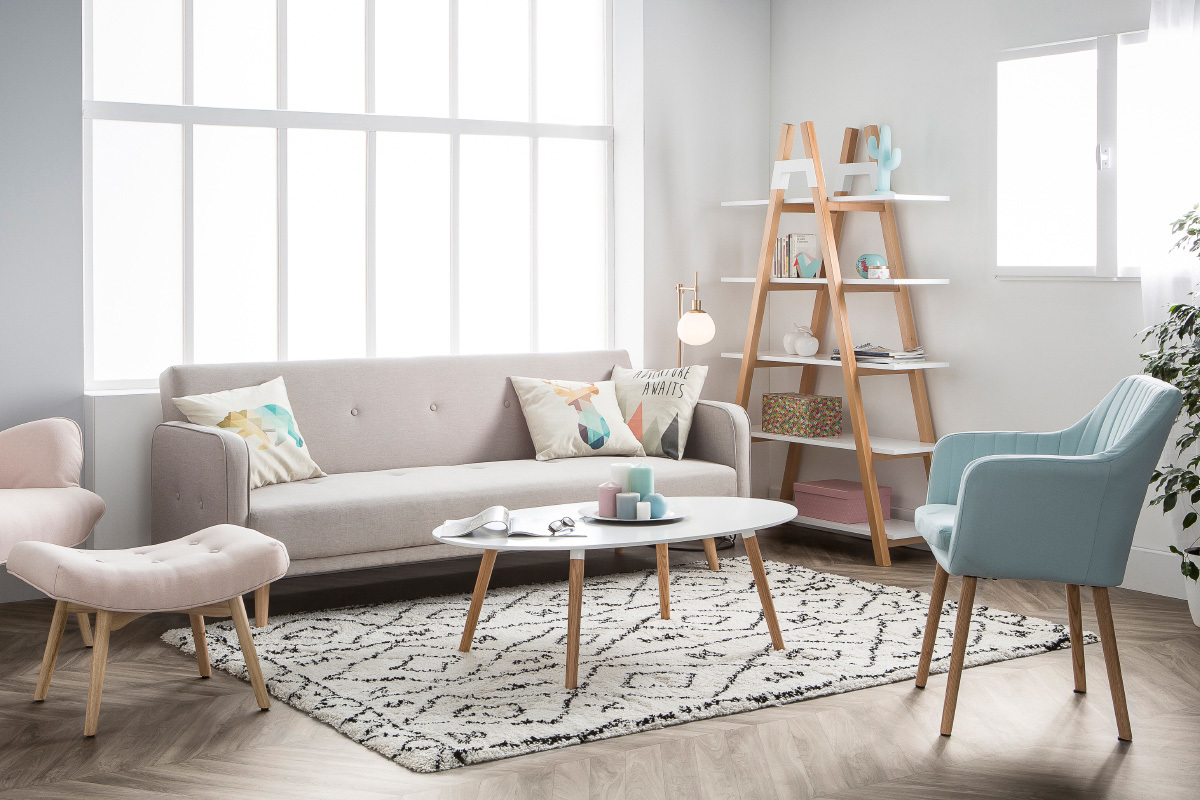 Canap� convertible 3 places design scandinave camel ULLA