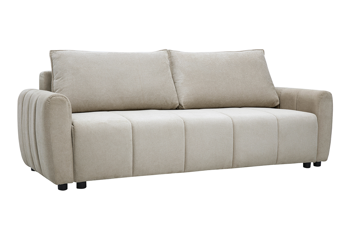 Canap� convertible 3 places en tissu chenille beige FOLDY