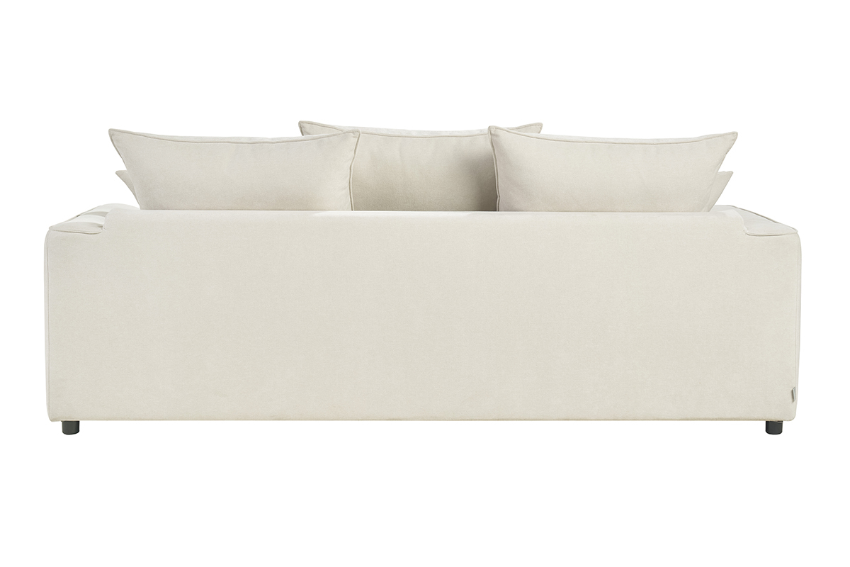 Canap convertible 3 places en tissu effet velours beige avec matelas 12 cm ARMAND