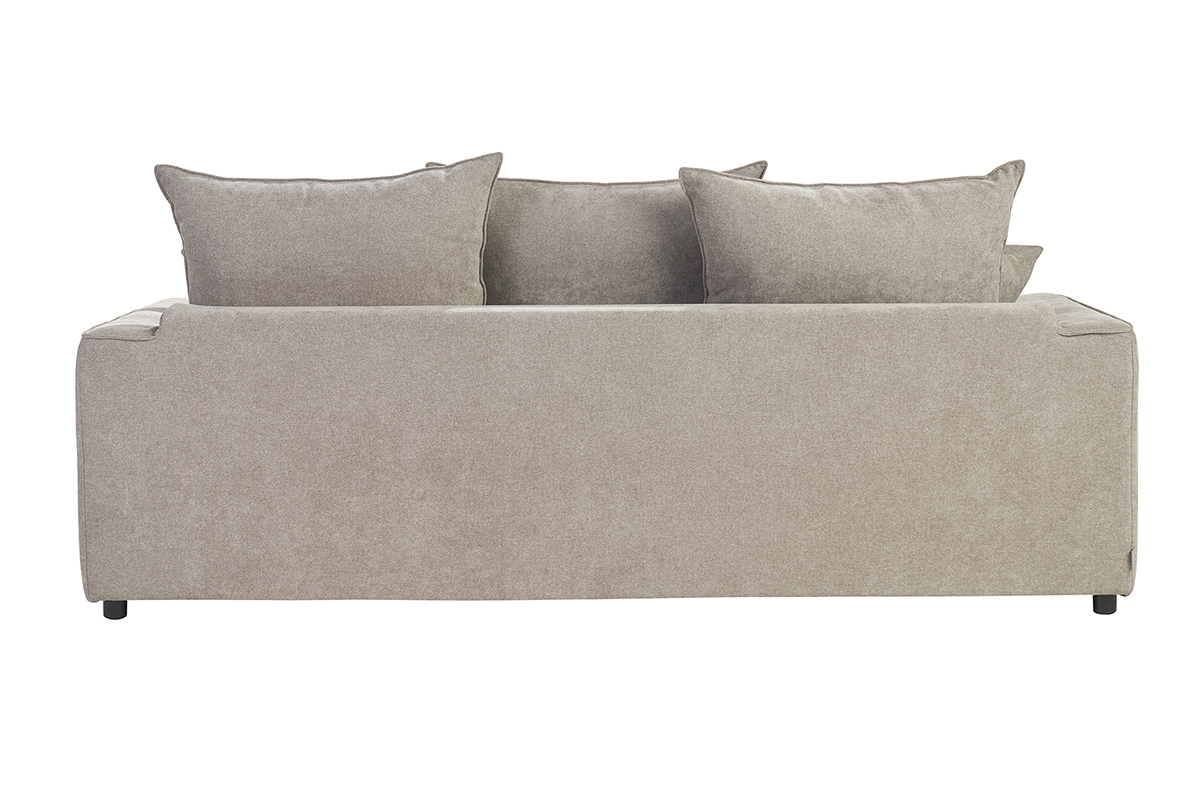 Canap convertible 3 places en tissu effet velours taupe avec matelas 12 cm ARMAND