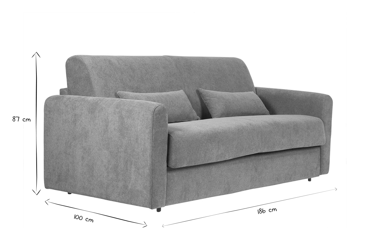 Canap convertible 3 places en tissu effet velours terre brle avec matelas 13 cm LETTO