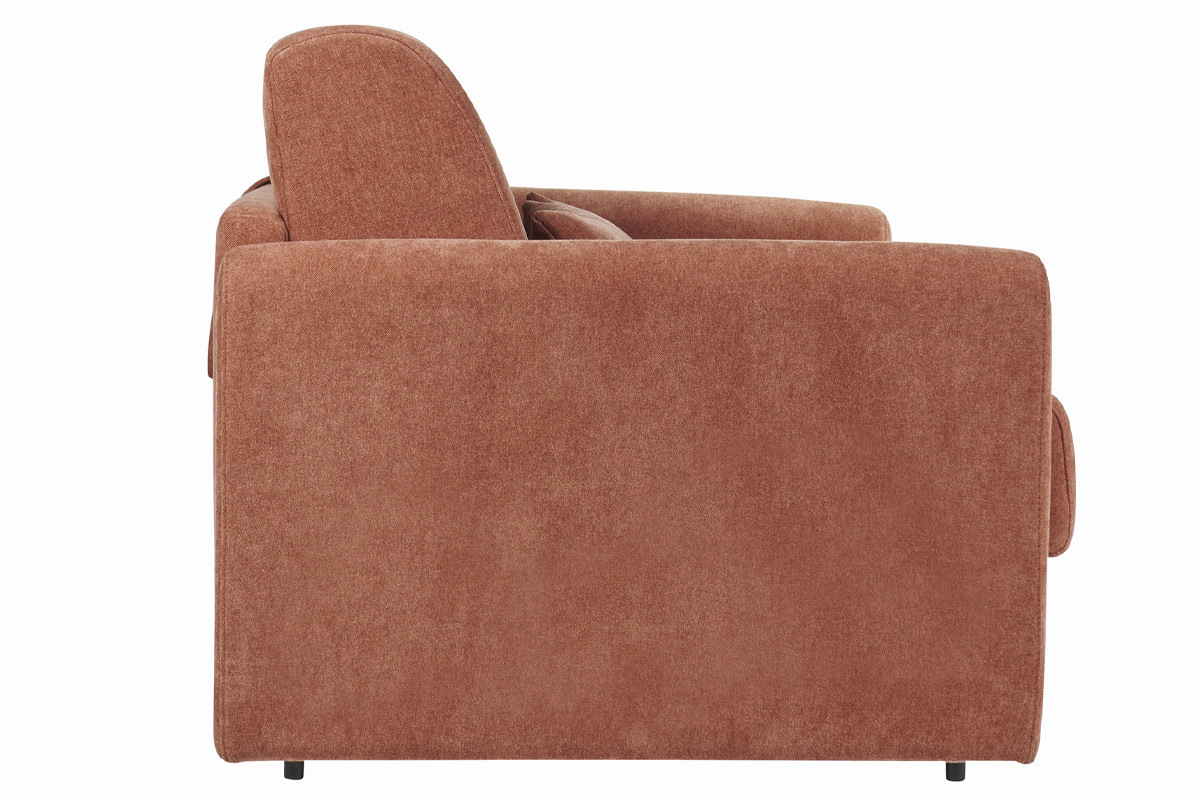 Canap convertible 3 places en tissu effet velours terre brle avec matelas 13 cm LETTO