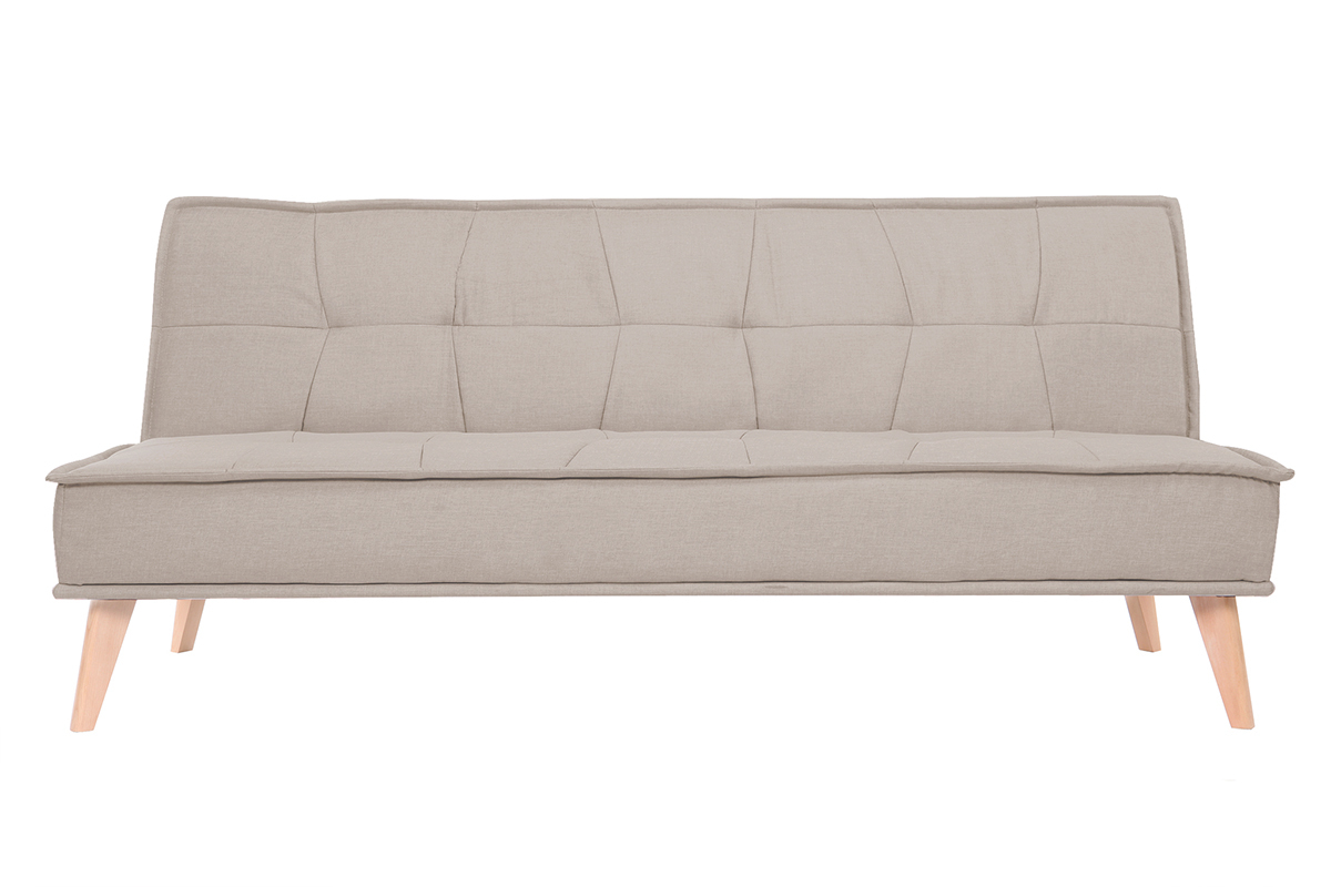 Canap� convertible 3 places en tissu naturel et bois SHANTI