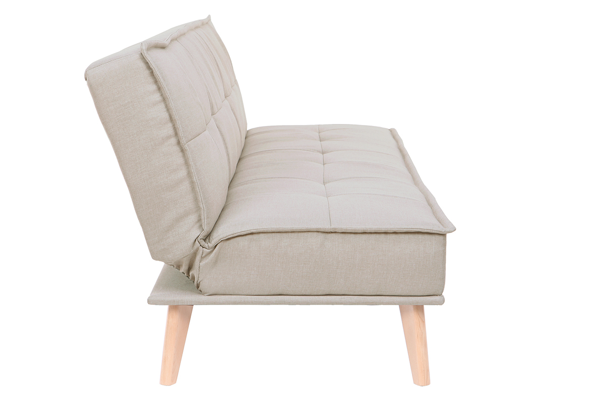 Canap� convertible 3 places en tissu naturel et bois SHANTI