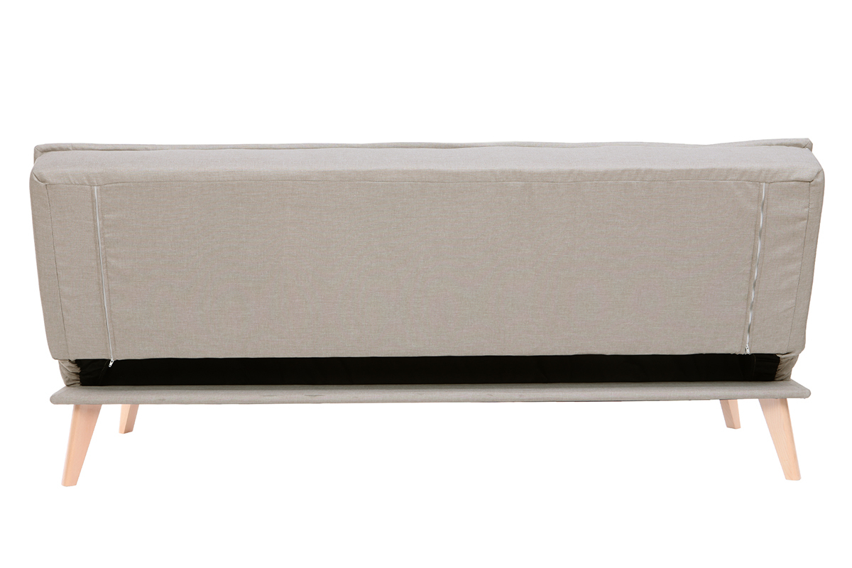 Canap� convertible 3 places en tissu naturel et bois SHANTI