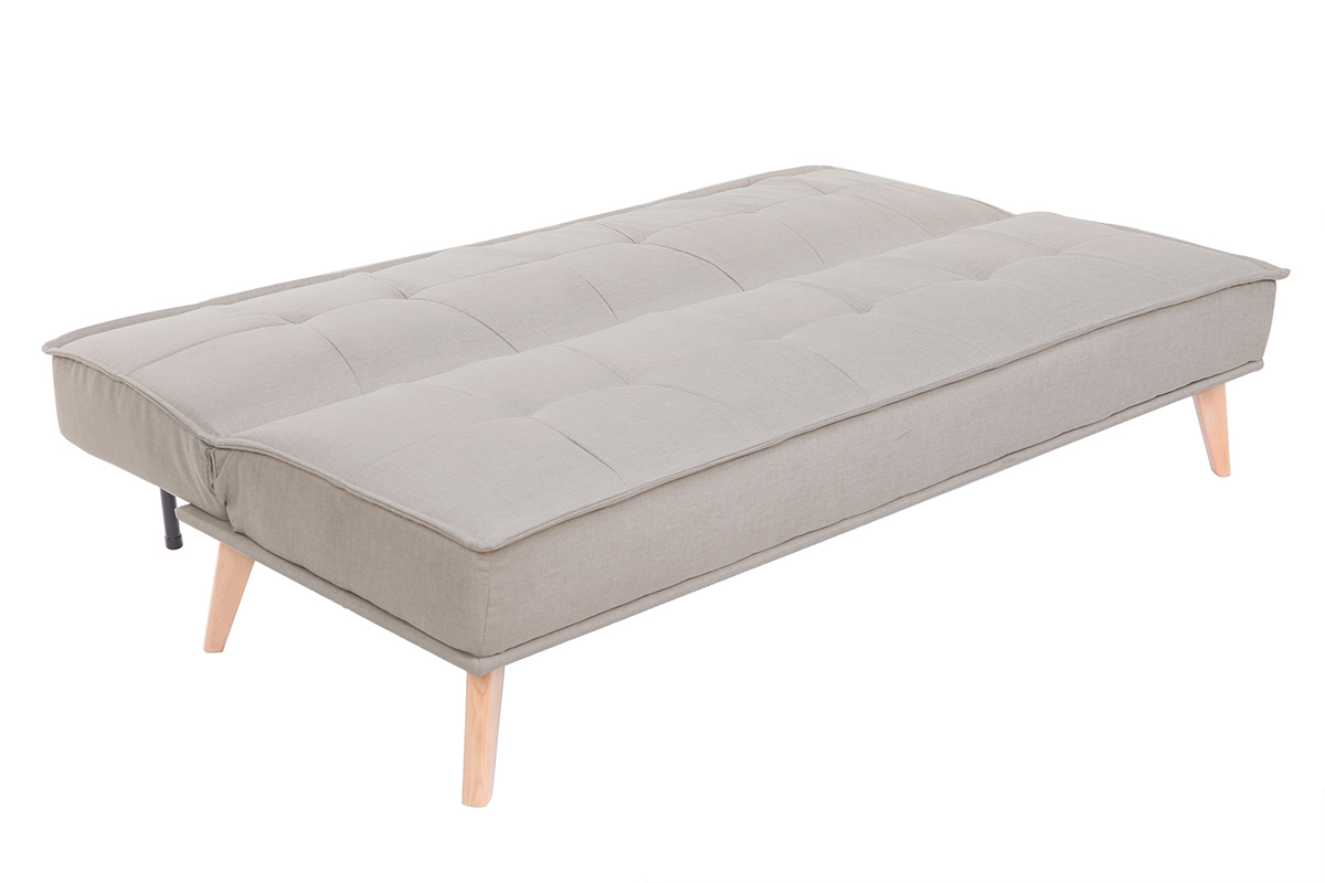 Canap� convertible 3 places en tissu naturel et bois SHANTI