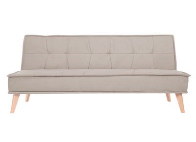 Canap&eacute; convertible 3 places en tissu naturel et bois SHANTI