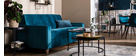 Canap&eacute; convertible 3 places en velours bleu paon CIGALE