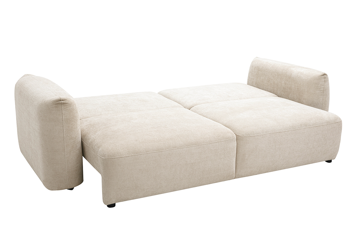 Canap� convertible 4 places avec coffre en tissu velours chenille beige SWELL