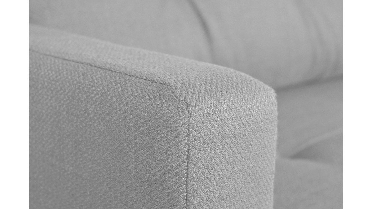 Canap convertible avec coffre 3 places en tissu gris clair et bois clair MIRA