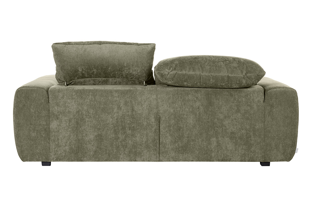Canap� convertible avec t�ti�res ajustables 3 places en tissu effet velours textur� vert kaki NOAM