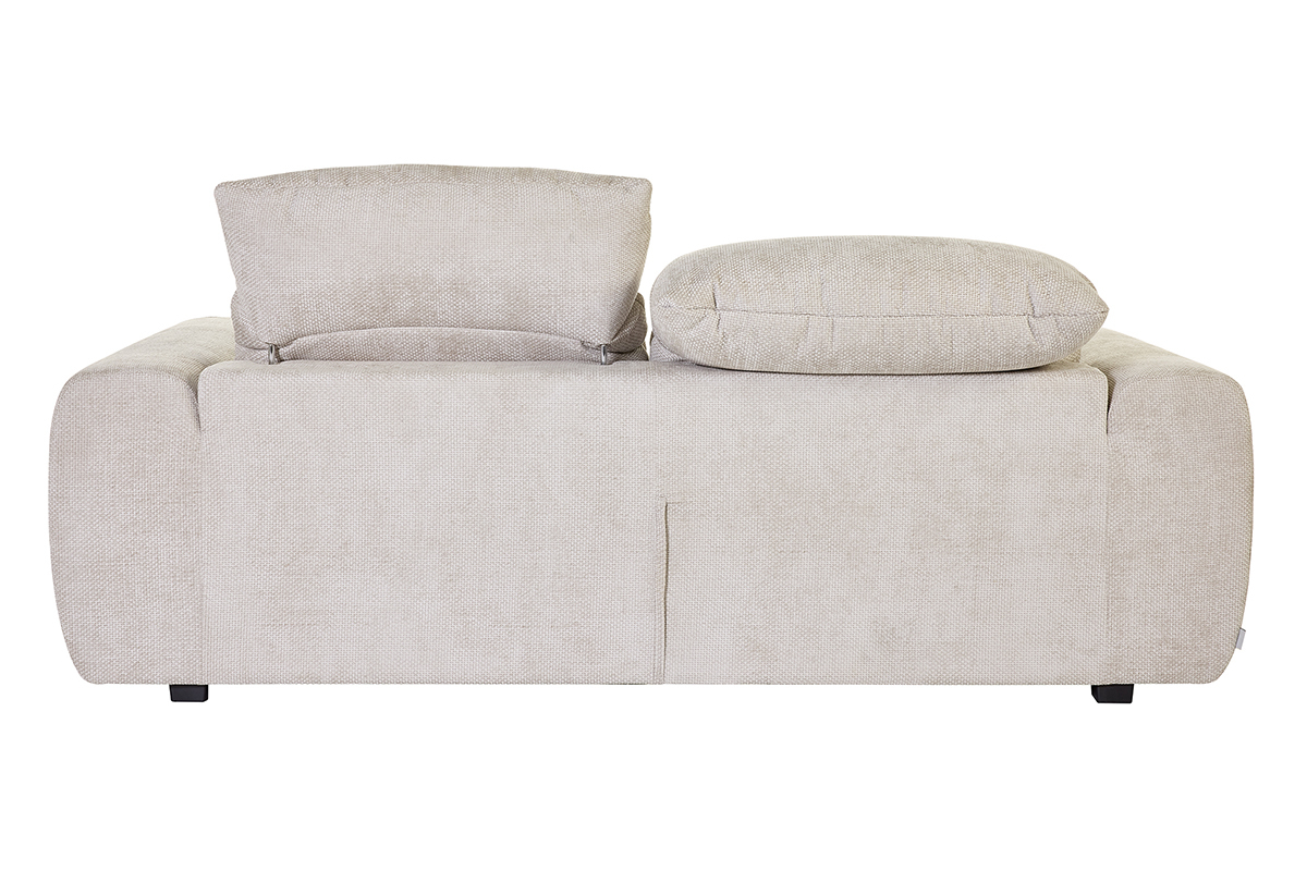 Canap� convertible avec t�ti�res ajustables 3 places en tissu velours chenille beige NOAM