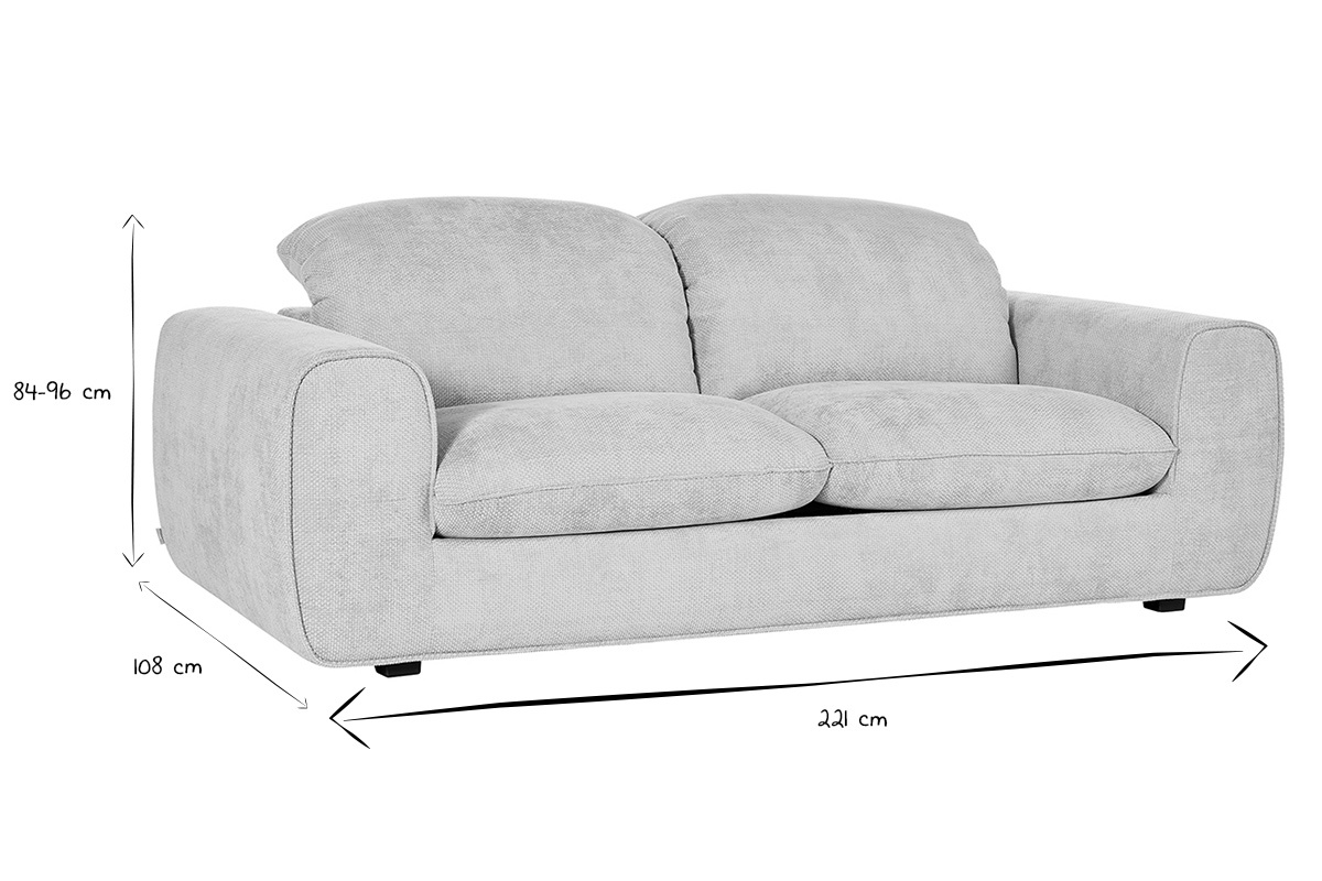 Canap� convertible avec t�ti�res ajustables 3 places en tissu velours chenille beige NOAM