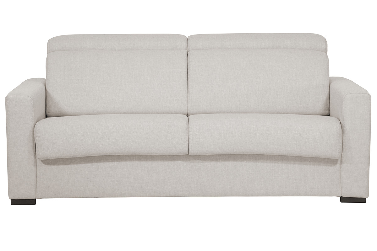 Canap� convertible contemporain avec t�ti�res ajustables beige avec matelas 12 cm NORO