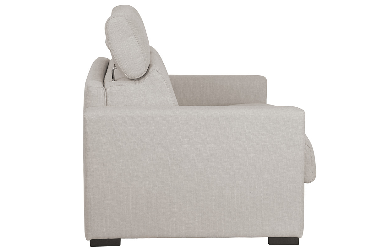 Canap� convertible contemporain avec t�ti�res ajustables beige avec matelas 12 cm NORO