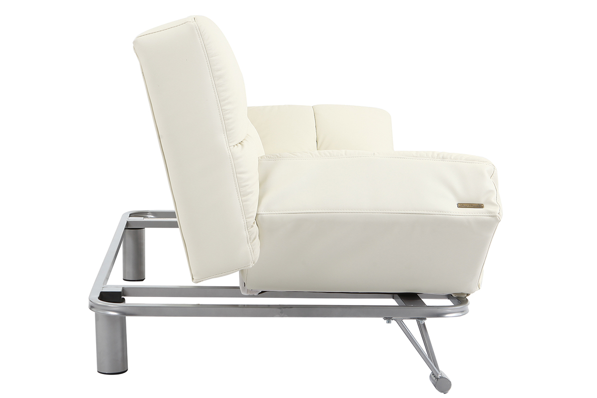 Canap� convertible cuir 3 places blanc cass� MANHATTAN - cuir de vache