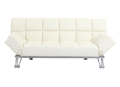 Canap&eacute; convertible cuir 3 places blanc cass&eacute; MANHATTAN - cuir de vache
