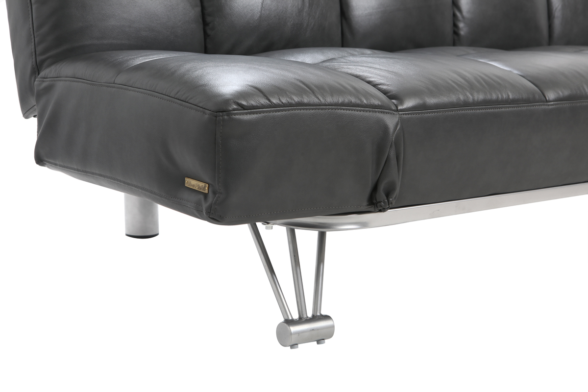 Canap� convertible cuir 3 places gris MANHATTAN - cuir de vache