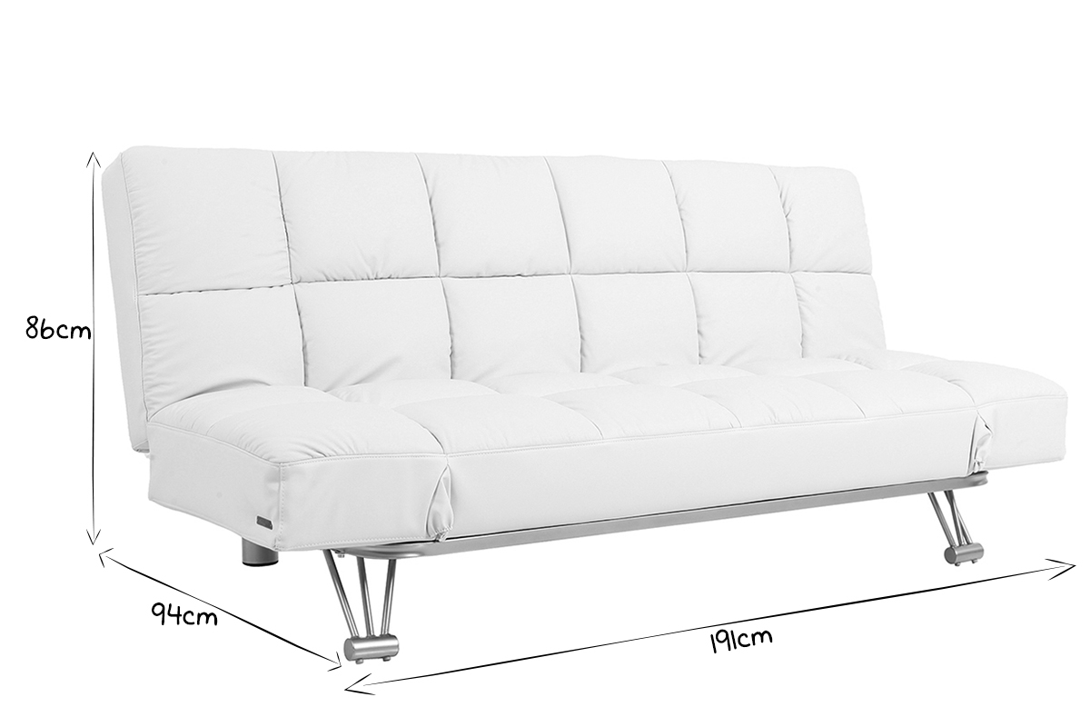 Canap� convertible cuir 3 places gris MANHATTAN - cuir de vache