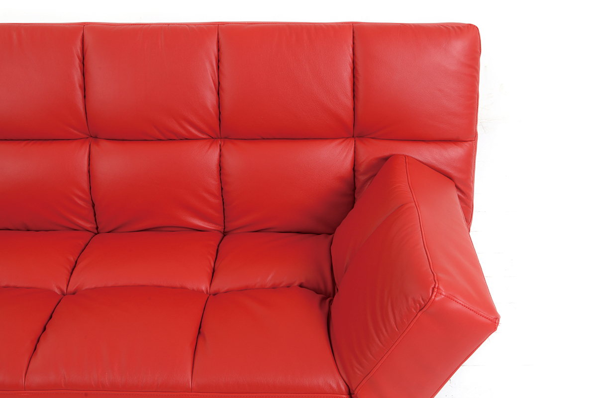 Canap� convertible cuir 3 places rouge MANHATTAN - cuir de vache