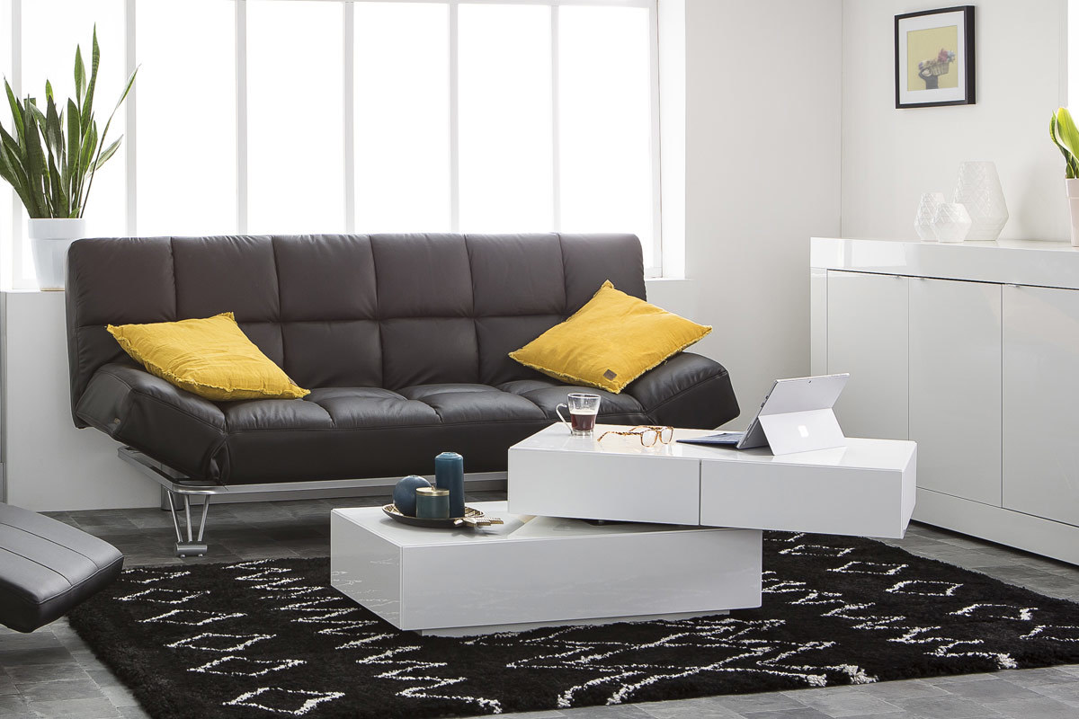 Canap� convertible cuir 3 places rouge MANHATTAN - cuir de vache