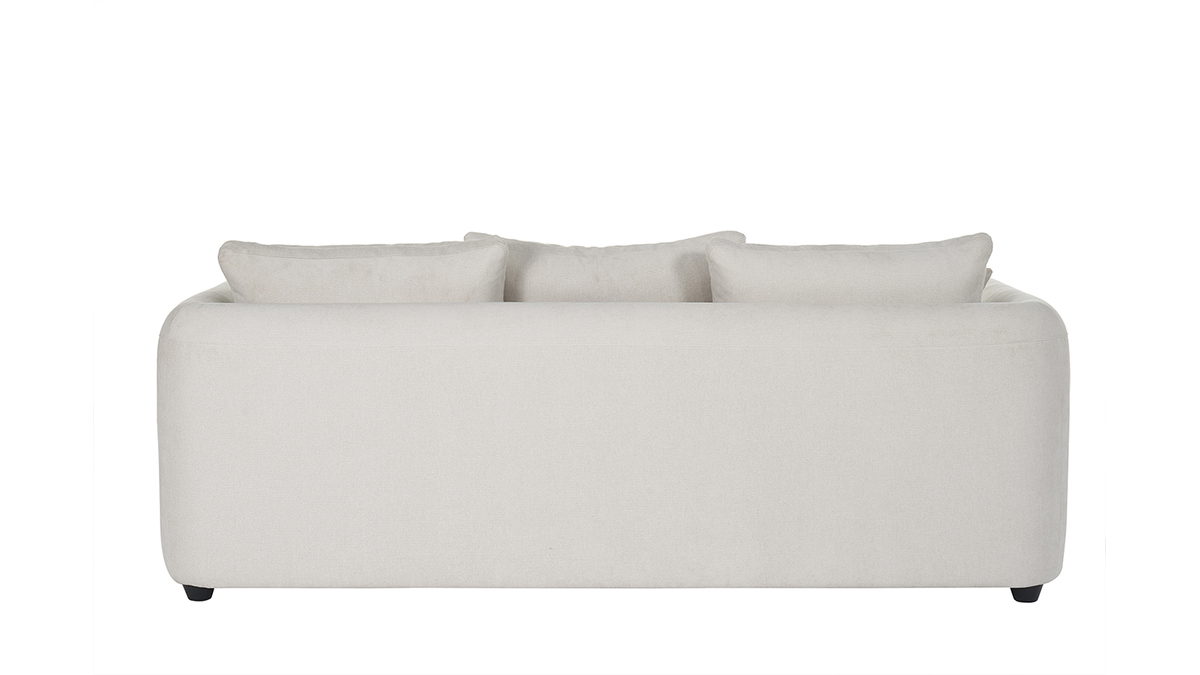 Canap convertible dhoussable 3-4 places design haricot en tissu effet velours beige clair SACHA