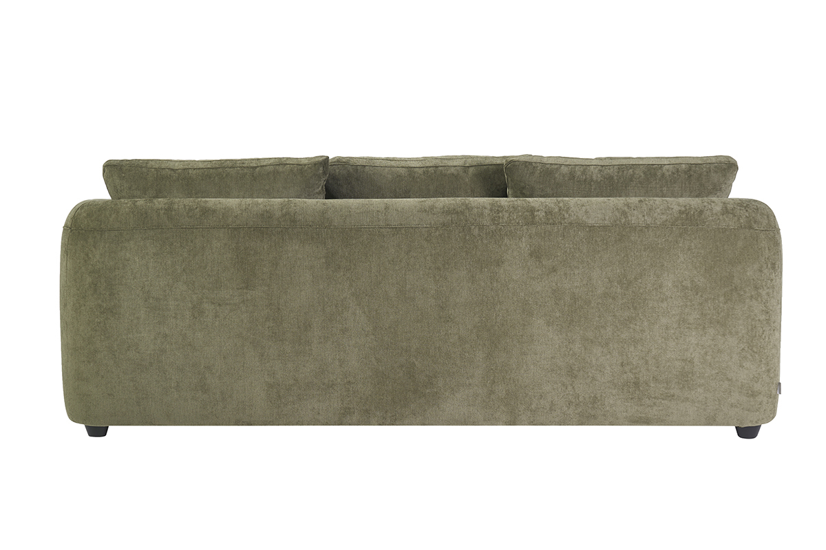 Canap� convertible d�houssable 3-4 places design haricot en tissu effet velours textur� vert kaki SACHA