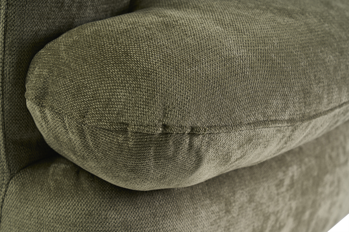 Canap� convertible d�houssable 3-4 places design haricot en tissu effet velours textur� vert kaki SACHA