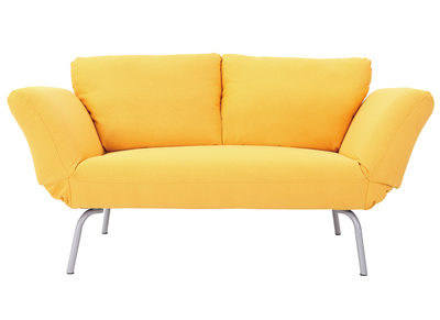 Canap&eacute; convertible design 2 places  jaune ELMER