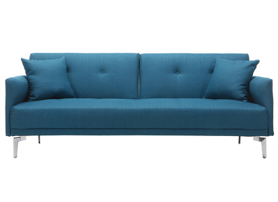 Canap&eacute; convertible design 3 places bleu canard ELIN
